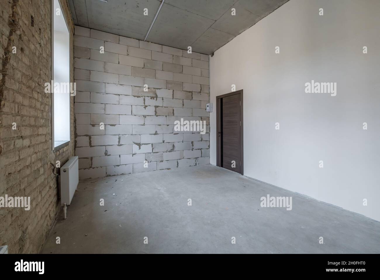 empty white room with repair and without furniture. room for office or
