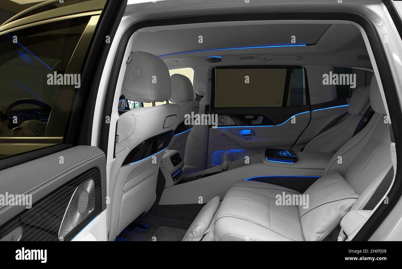 STUTTGART, GERMANY - Oct 04, 2021: A Mercedes Maybach GLS 600 - Modern Car Interior. Concept For Automobile And Technology Stock Photo