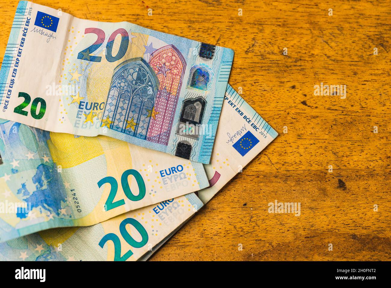 20 euro bill on table hi-res stock photography and images - Alamy