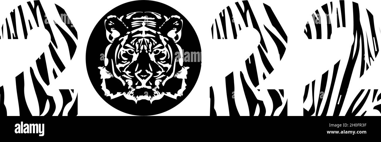 Vector numbers with Tiger stripe pattern. Happy New Year 2022. Stock Vector