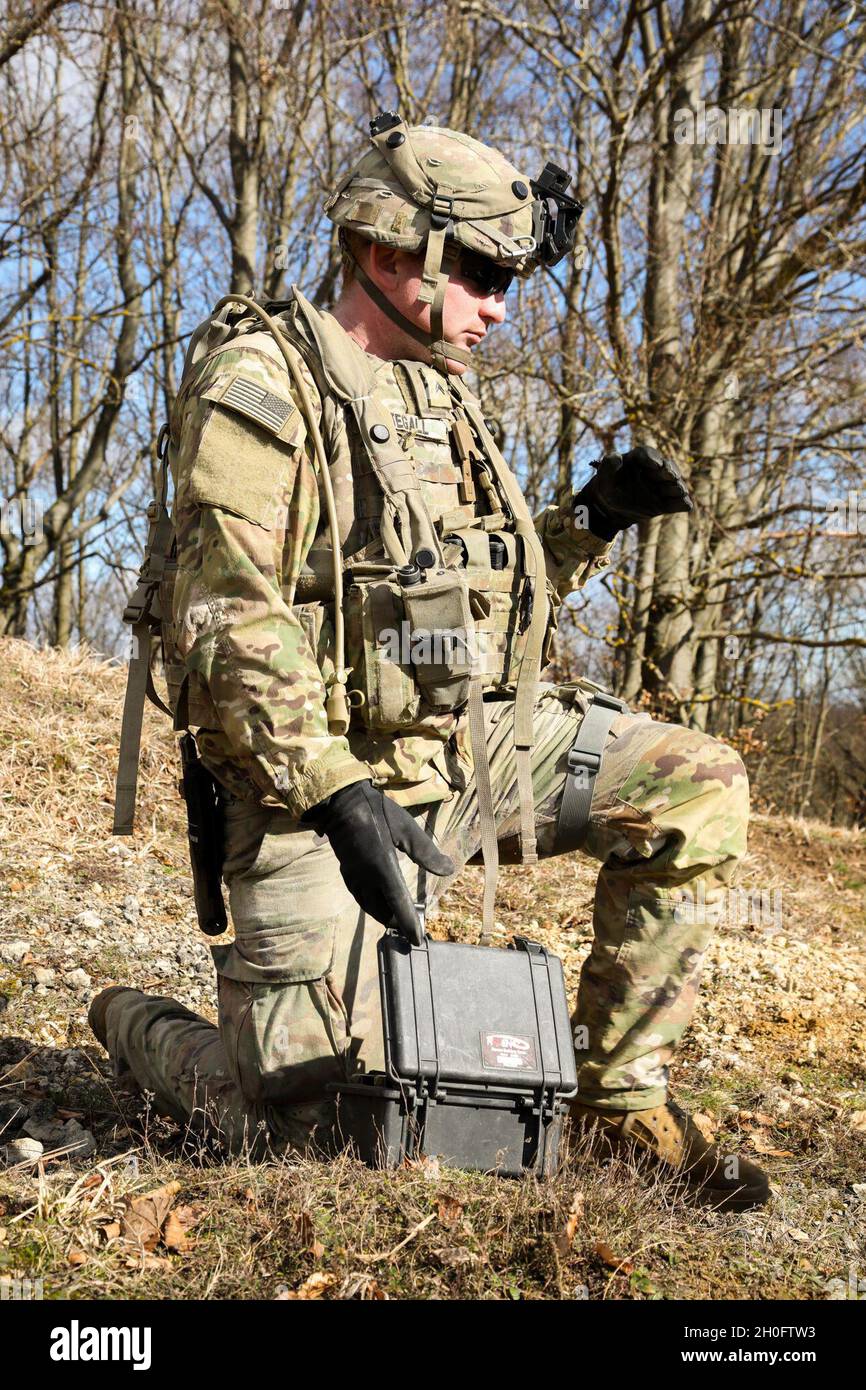 Army unmanned aerial vehicle operator hires stock photography and