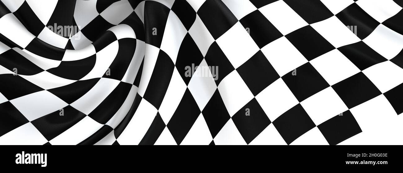 3D rendering of a black and white checkered flag for wallpaper or