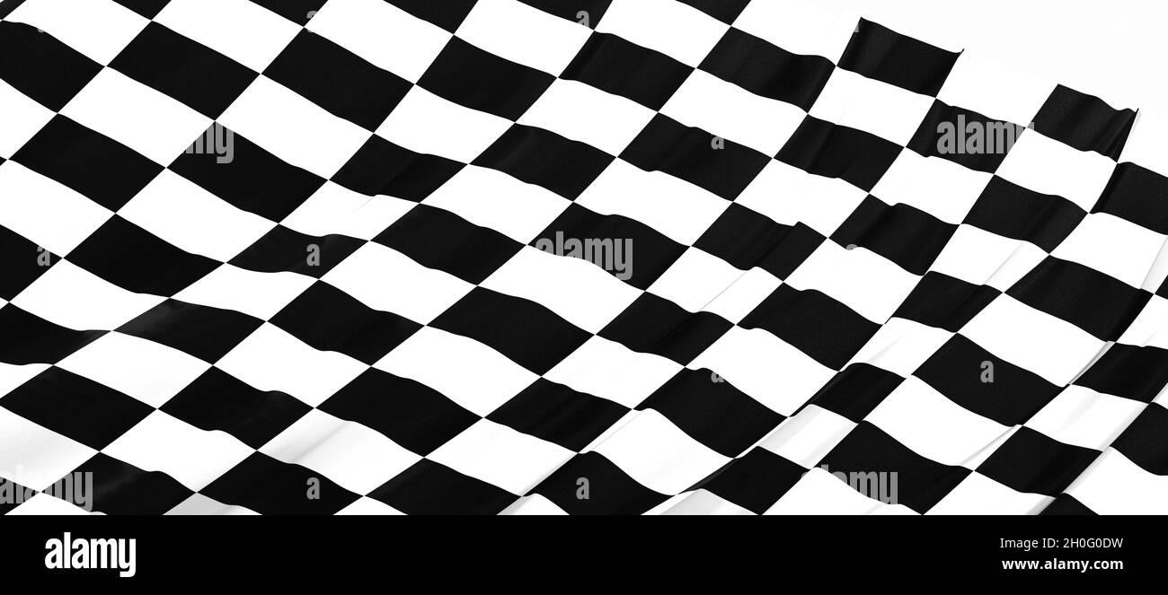 3D rendering of a black and white checkered flag on a white background Stock Photo Alamy