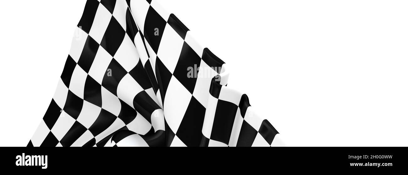 3D rendering of a black and white checkered flag on a white background Stock Photo Alamy