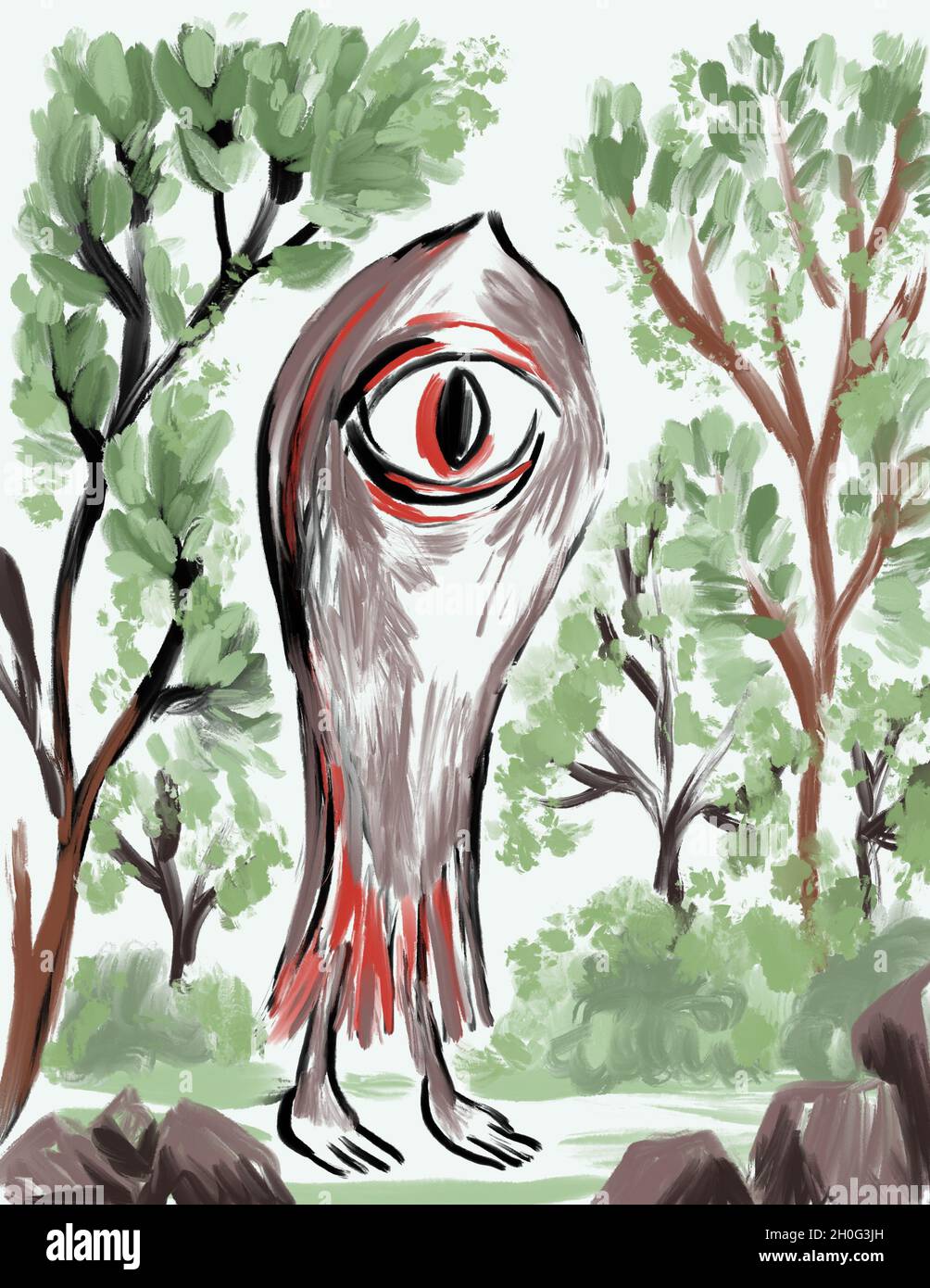 illustration of a Yokai with large eye Stock Photo Alamy