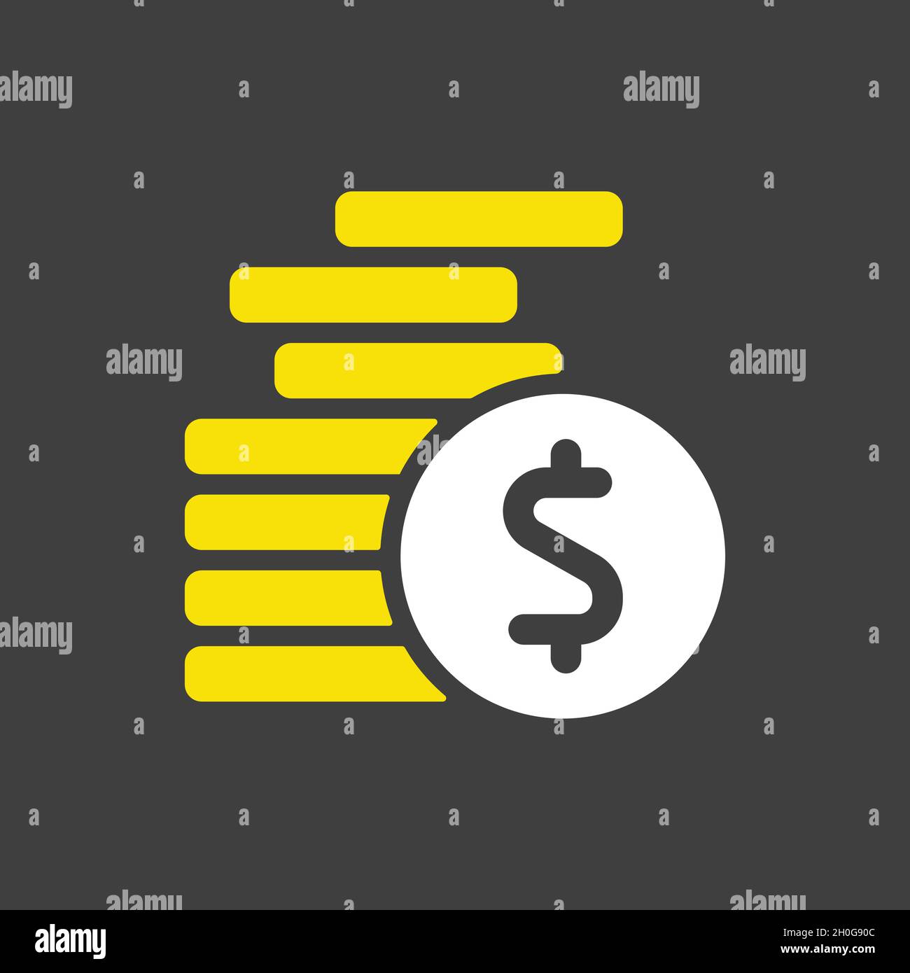 Coins stack outline vector illustration. Money stacked coins glyph icon ...