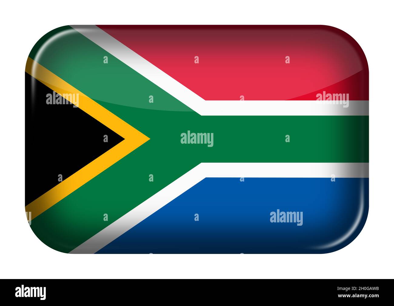 South Africa Flag web icon rectangle button with clipping path 3d illustration Stock Photo