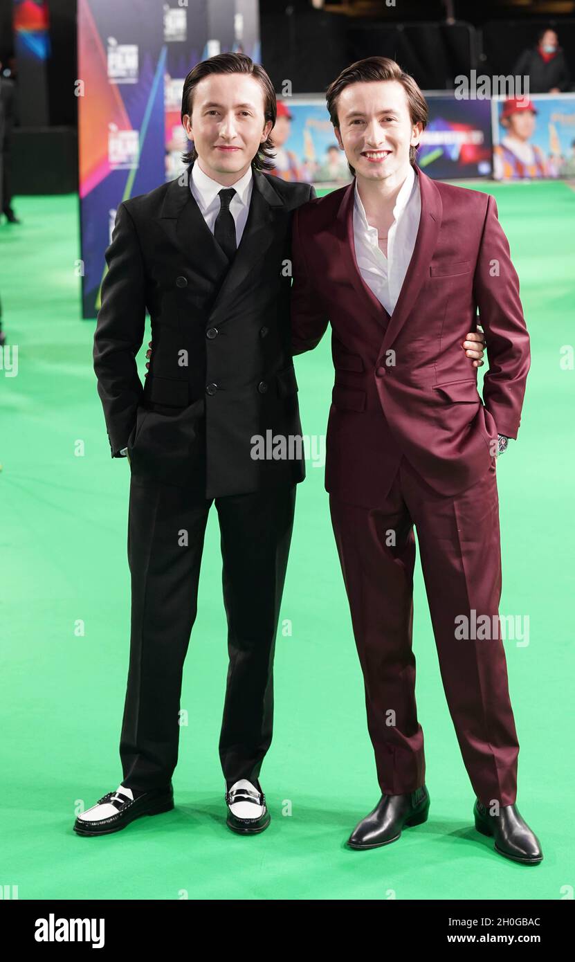 Jonah Lees (left) and Christian Lees arrive for the world premiere of 'The Phantom of the Open', at the Royal Festival Hall in London during the BFI London Film Festival. Picture date: Tuesday October 12, 2021. Stock Photo