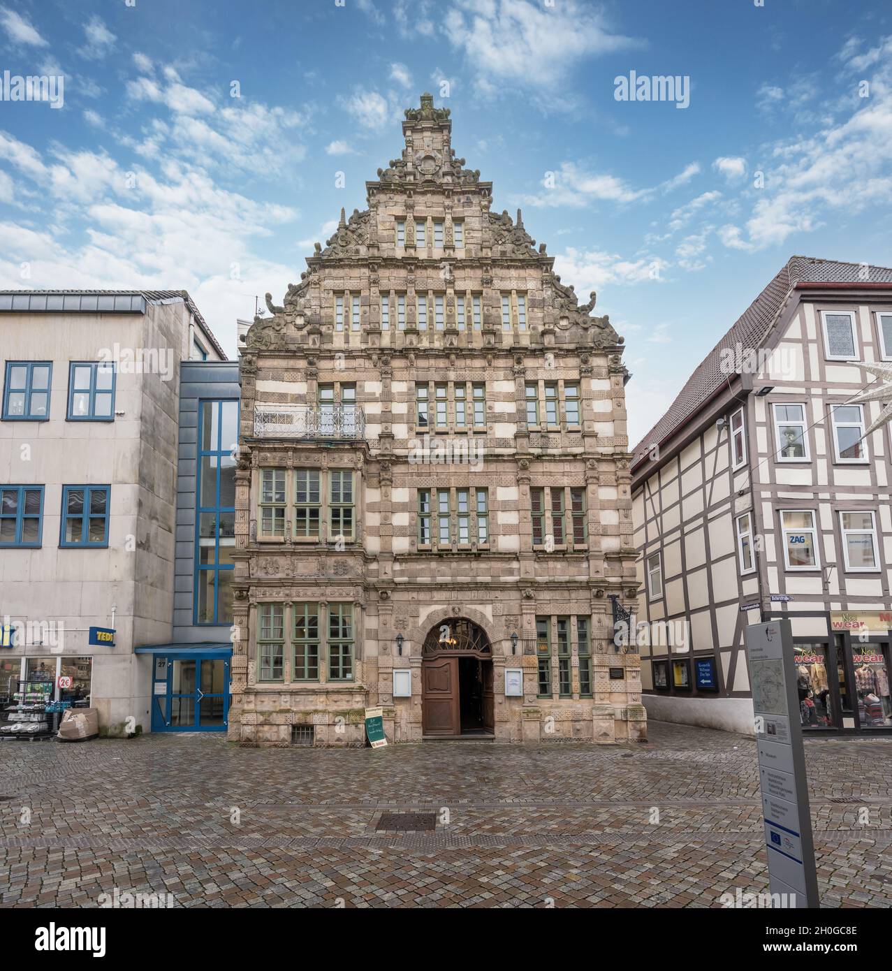 Pied Pipers House (Rattenfangerhaus) - Hamelin, Lower Saxony, Germany Stock Photo