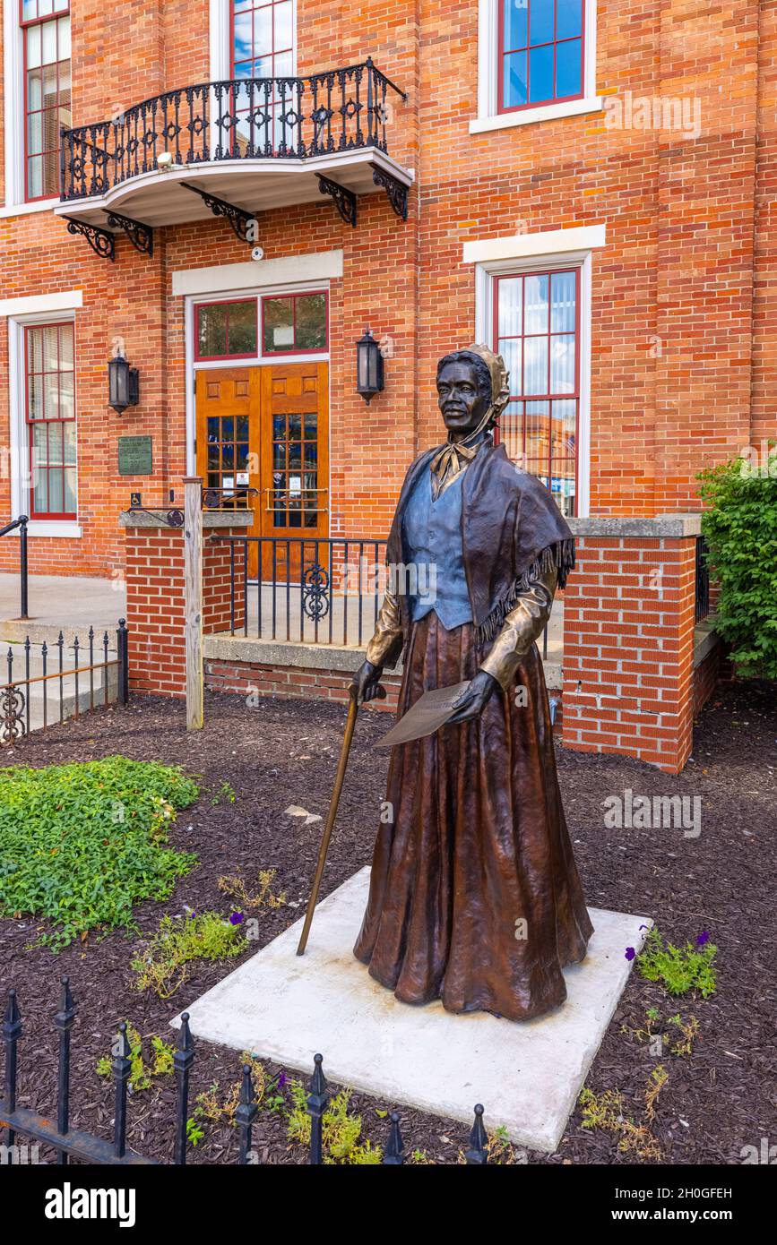 Angola, Indiana, USA - August 21, 2021: The Sojourner Truth statue by Jim Haire, at the County Courthouse Stock Photo