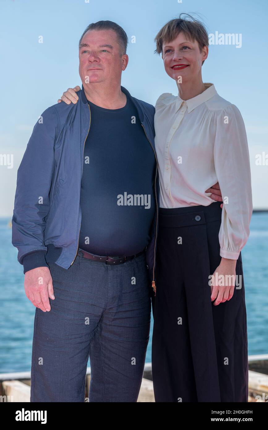Cannes, France, 12 October 2021, KATHARINA MARIE SCHUBERT (actress) and PETER KURTH (actor)  at the photo call for SISI during MIPCOM 2021 - The World’s Entertainment Content Market and the 4rd Canneseries - International Series Festival © ifnm press / Alamy Live News Stock Photo