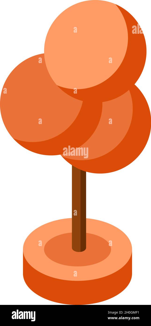 orange autumn ismetric tree vector illustration element for game design. Stock Vector