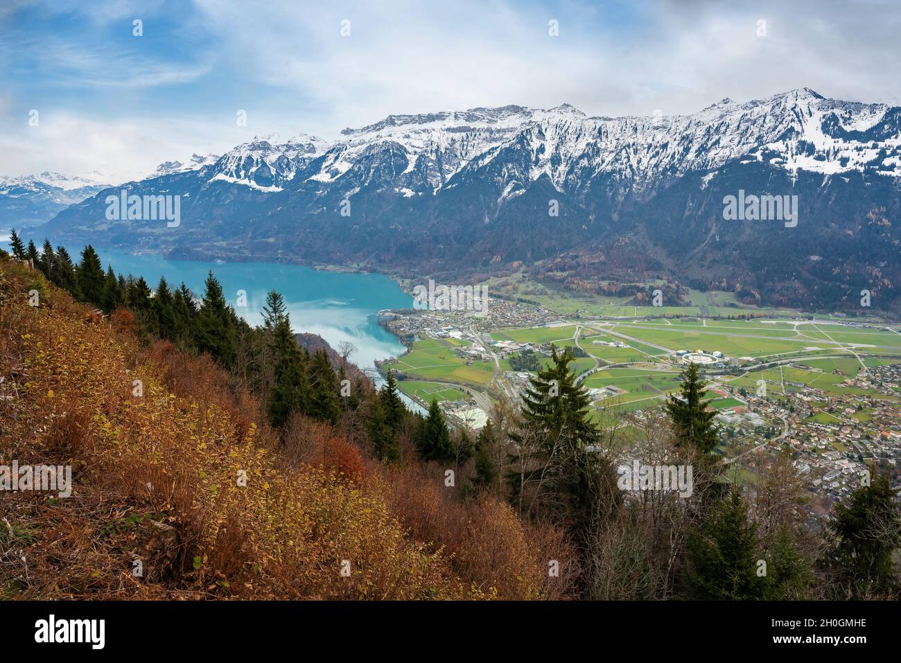 Aerial view of Lake Brienz - Interlaken, Switzerland Stock Photo