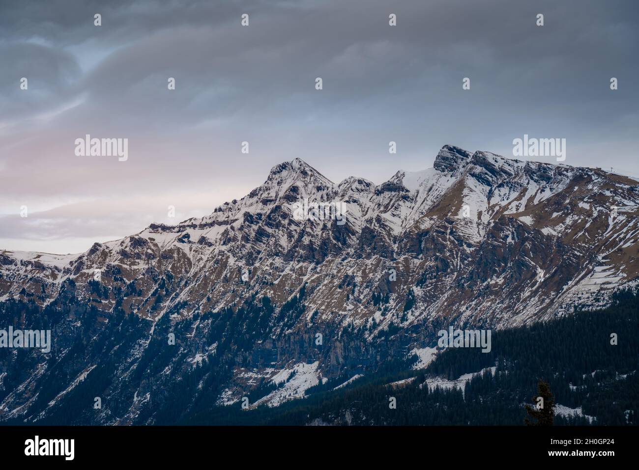 Tschuggen Mountain in the Bernese Alps - Murren, Switzerland Stock Photo