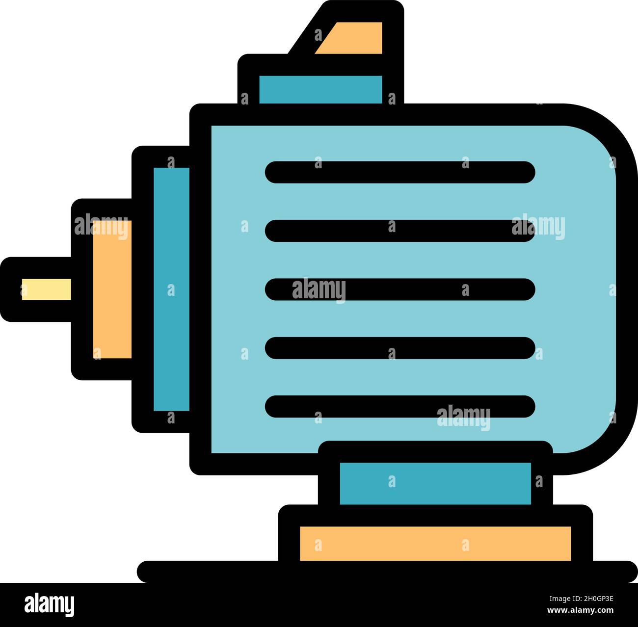 Electric car motor icon. Outline electric car motor vector icon color ...