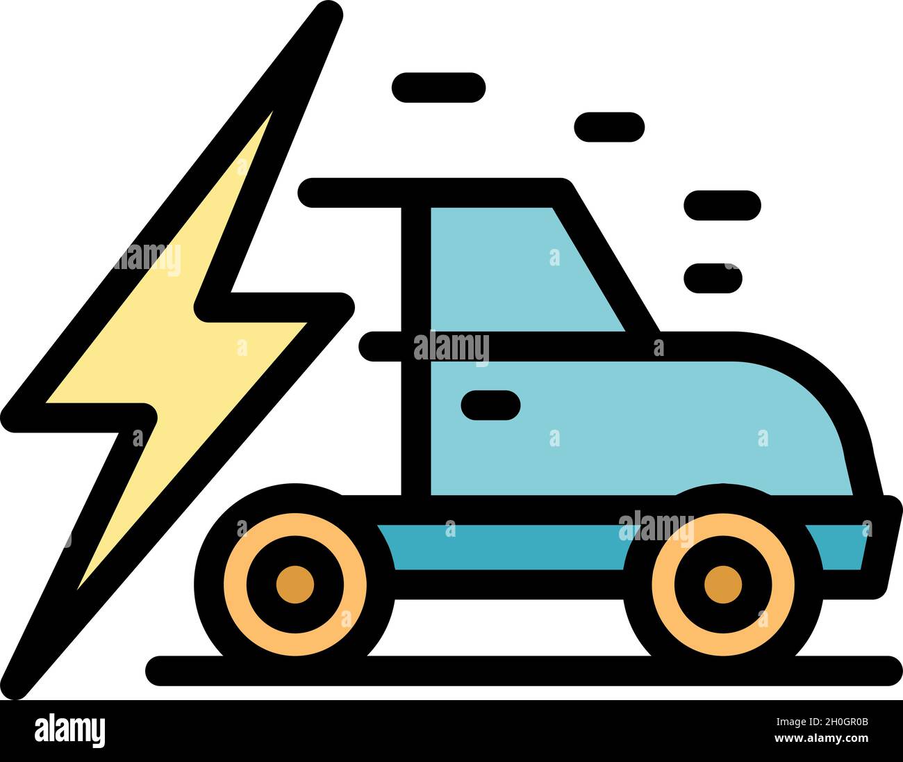 Electric car icon. Outline electric car vector icon color flat isolated ...
