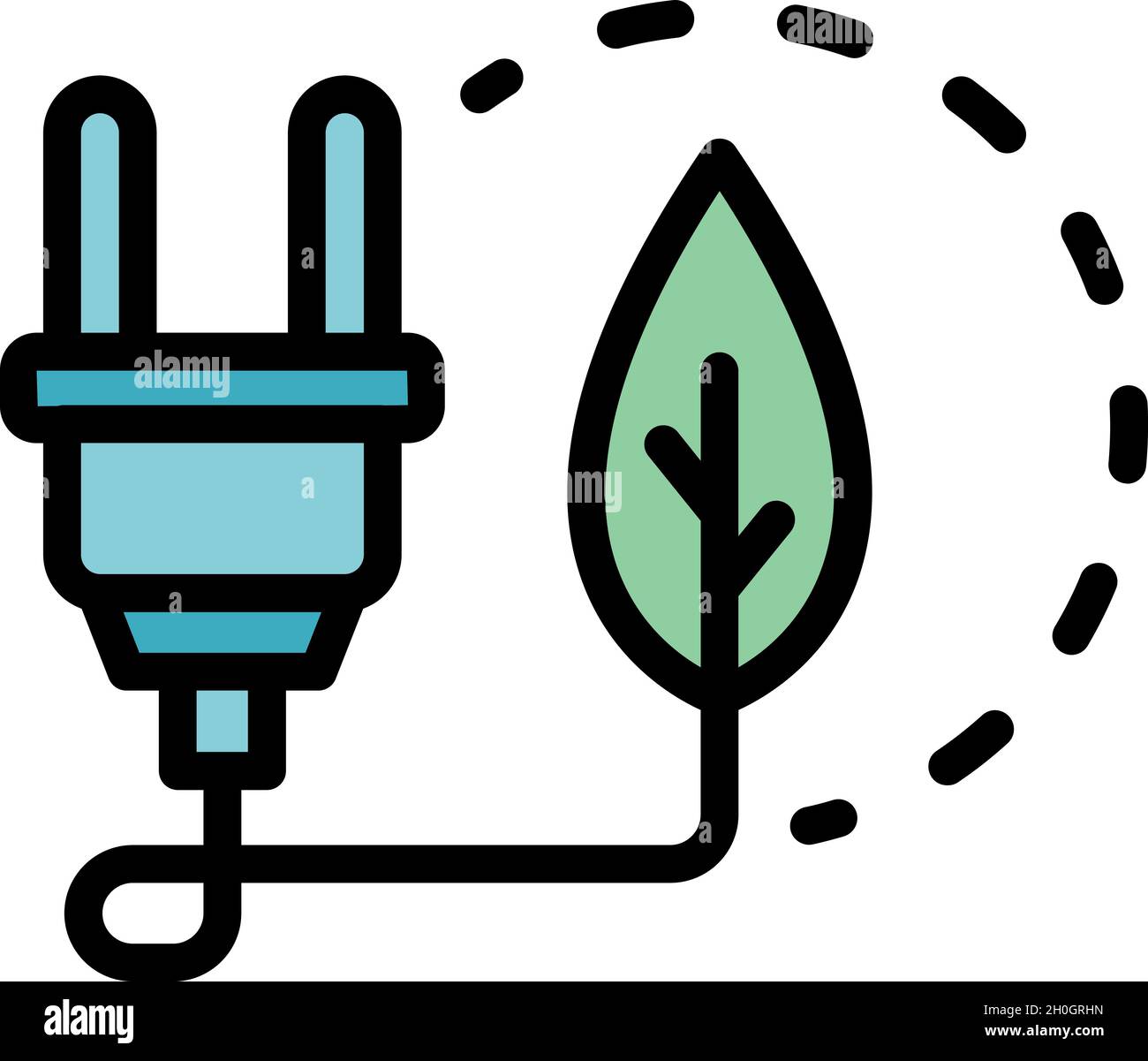 Eco leaf electric plug icon. Outline eco leaf electric plug vector icon ...