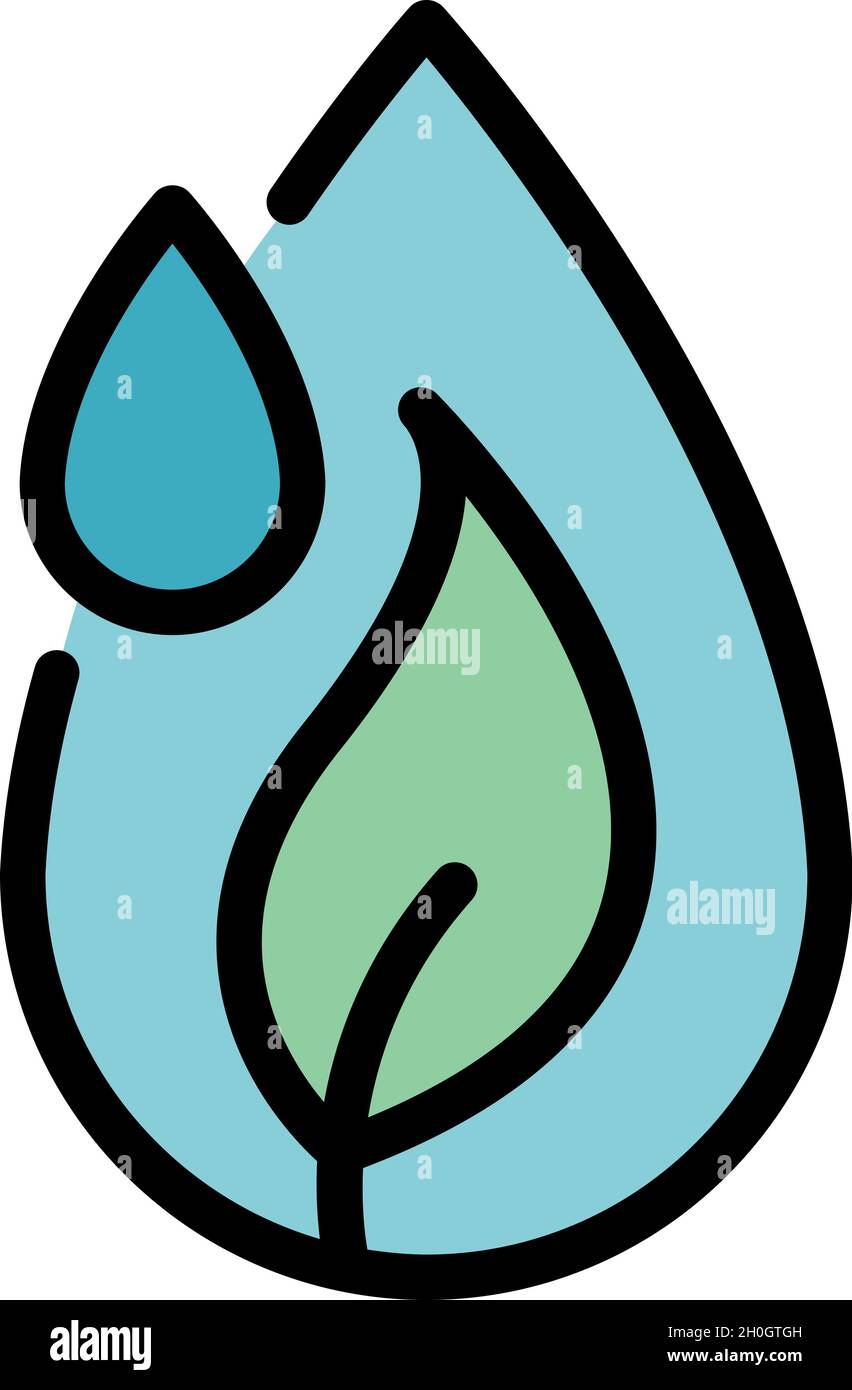Leaf in drop icon. Outline leaf in drop vector icon color flat isolated ...