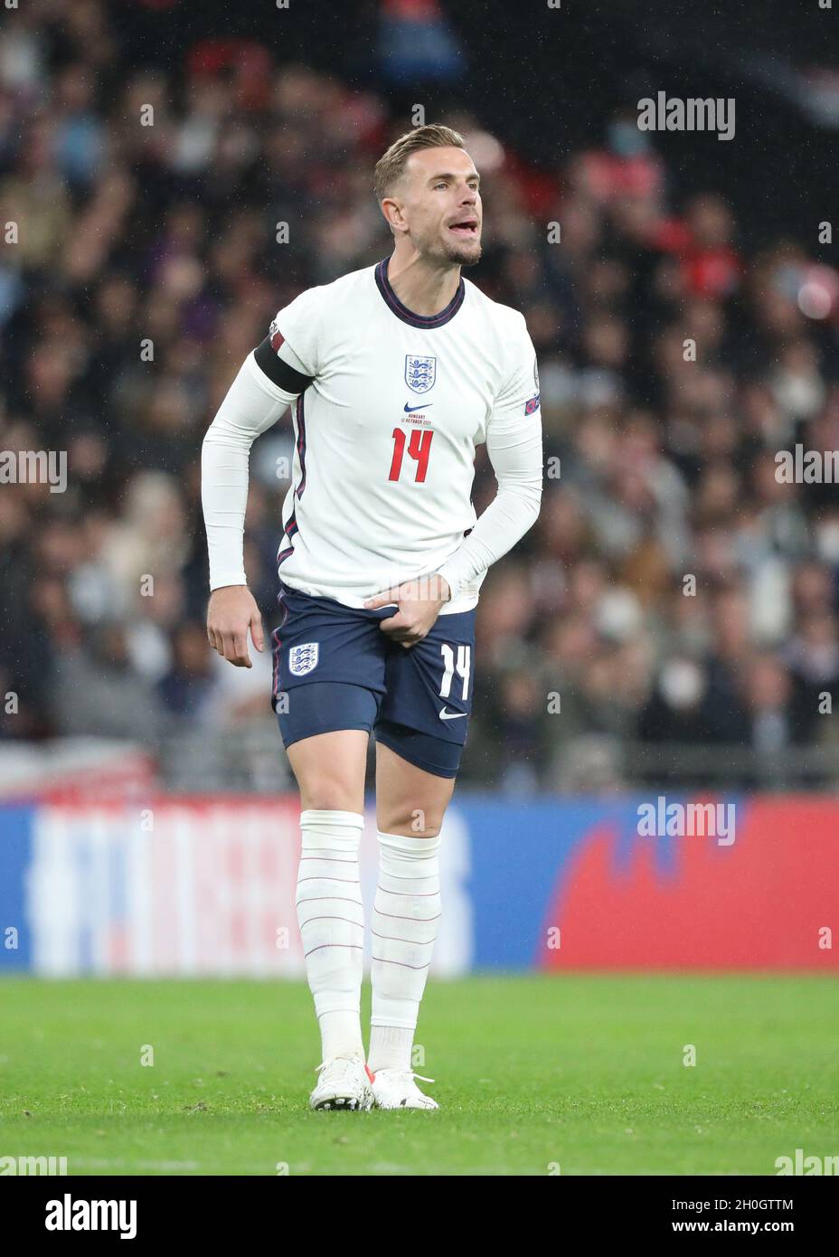 London, UK. 12th Oct, 2021. Jordan Henderson (England) at the England v Hungary World Cup Qualifier, at Wembley Stadium, London, UK on 12th October, 2021. Credit: Paul Marriott/Alamy Live News Stock Photo