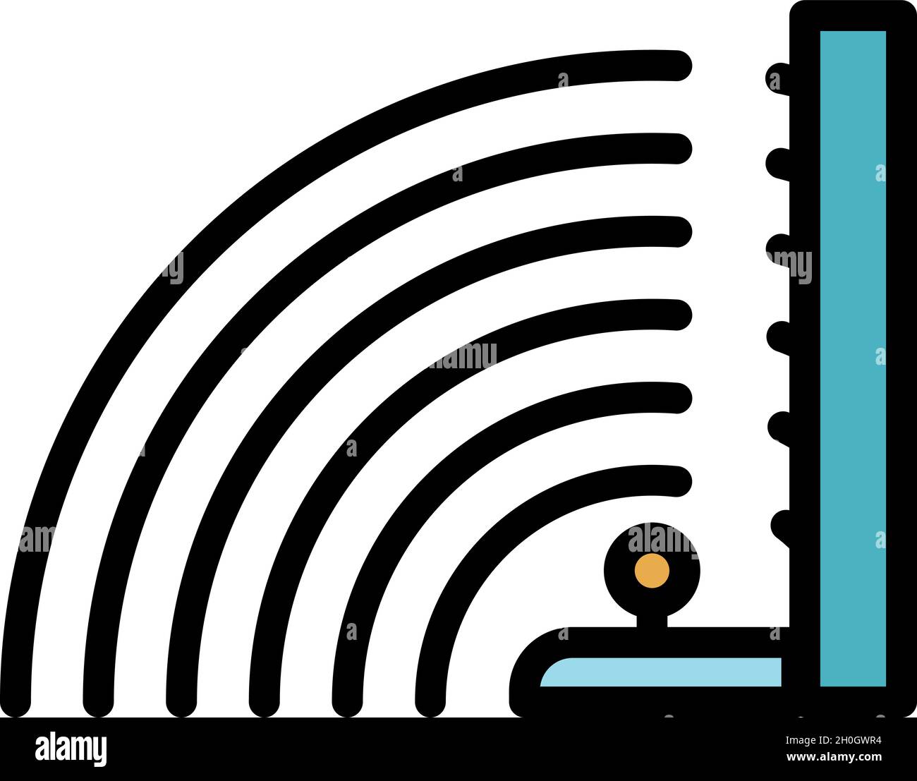 Sound volume waves icon. Outline sound volume waves vector icon color ...