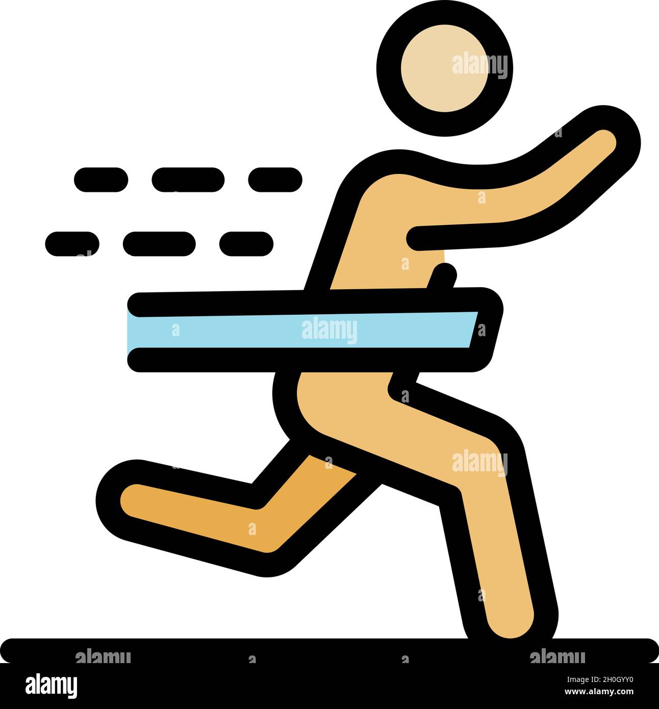 Senior marathon run icon. Outline senior marathon run vector icon color flat isolated Stock Vector
