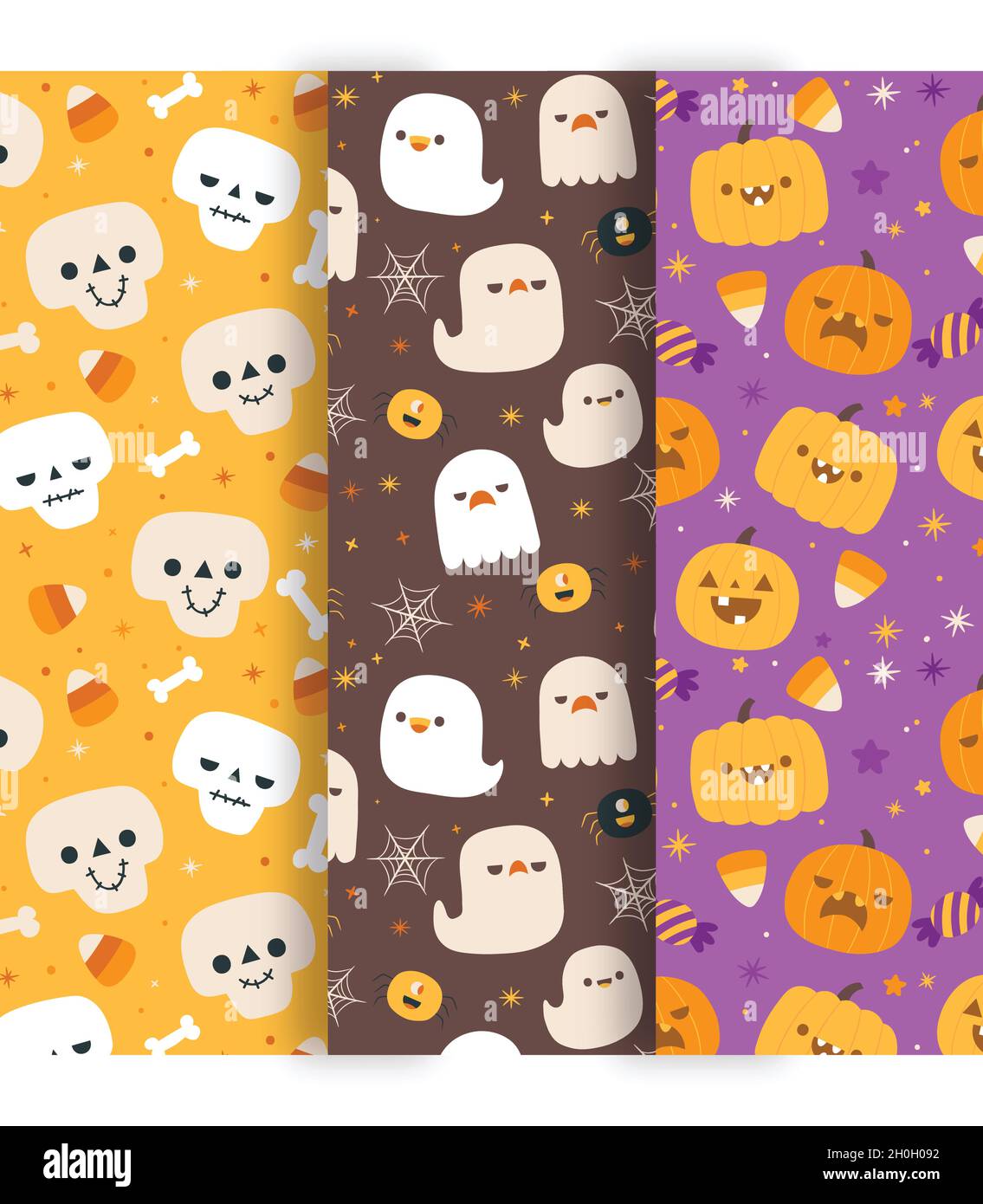 hand drawn Halloween pattern collection vector design illustration Stock Vector