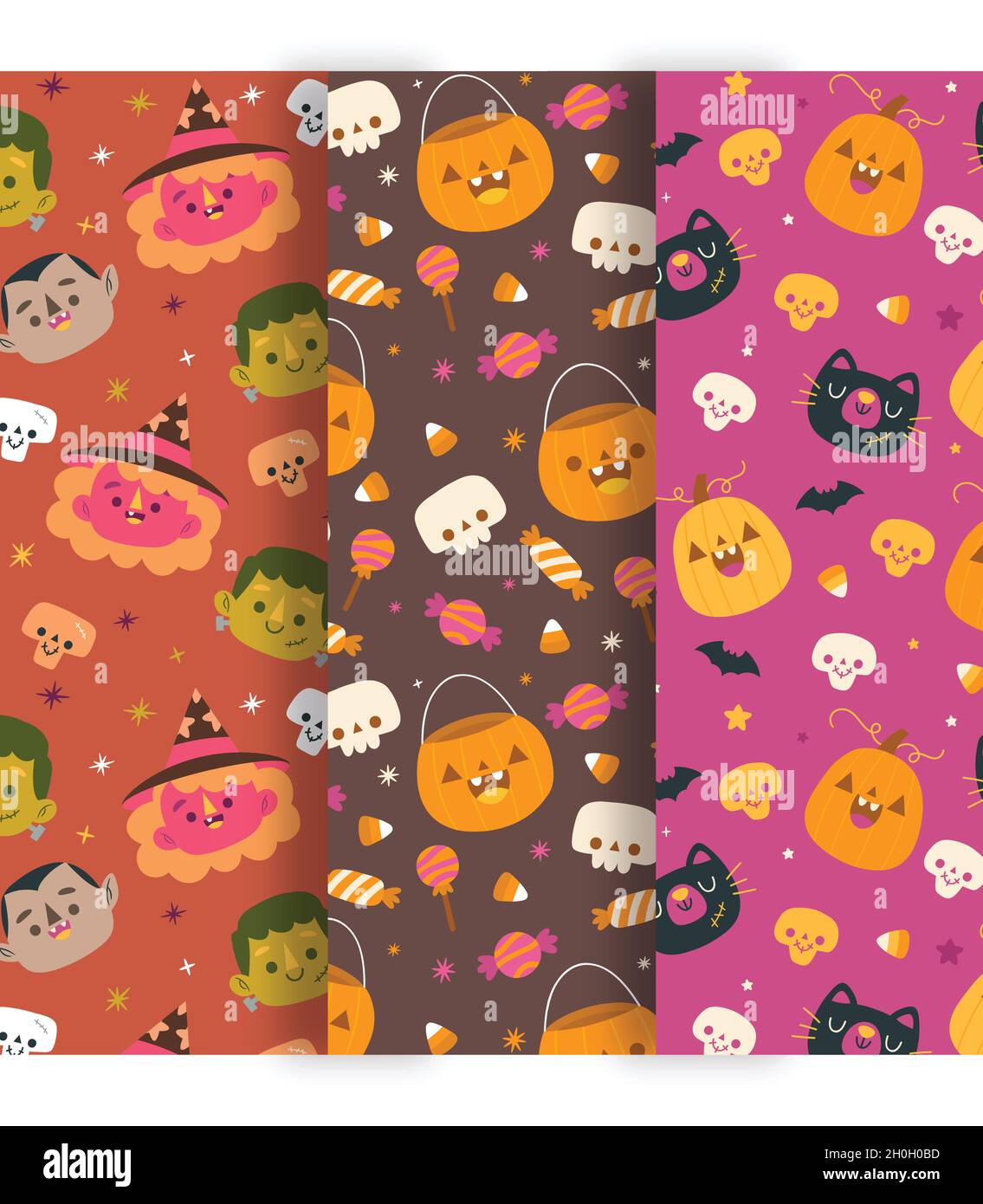 hand drawn Halloween pattern collection vector design illustration Stock Vector