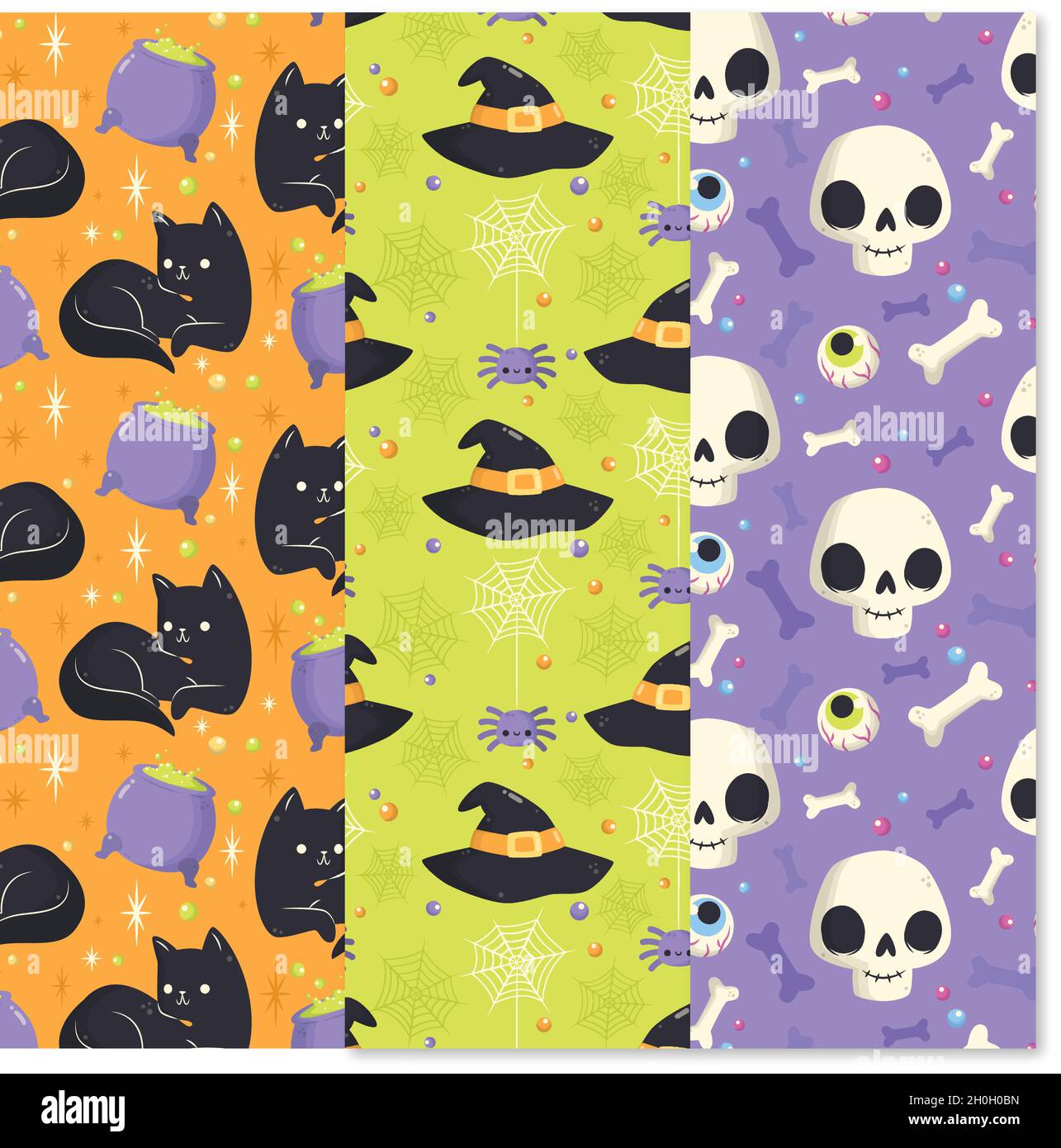 hand drawn Halloween pattern collection vector design illustration Stock Vector