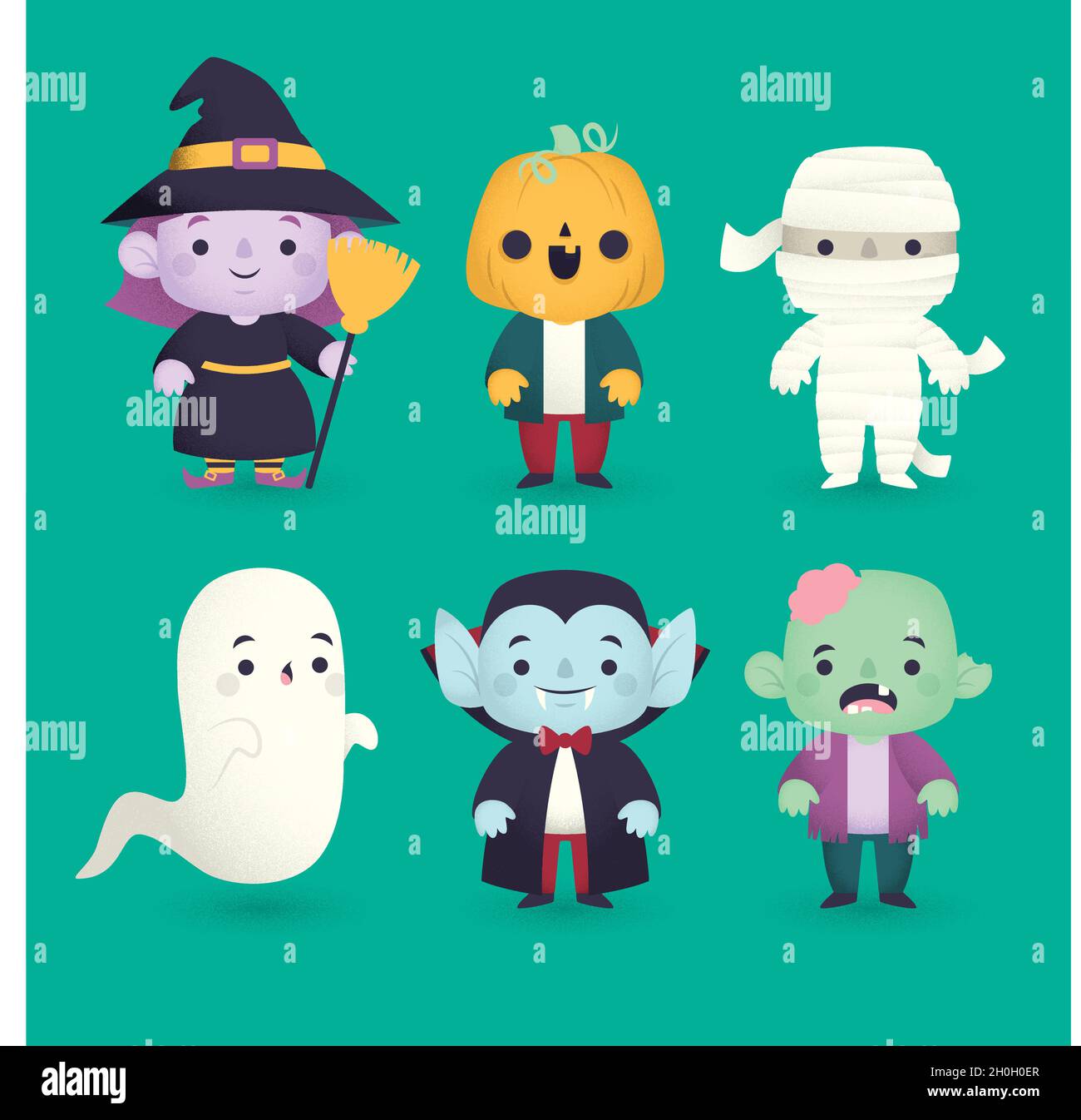 flat halloween character collection vector design illustration Stock