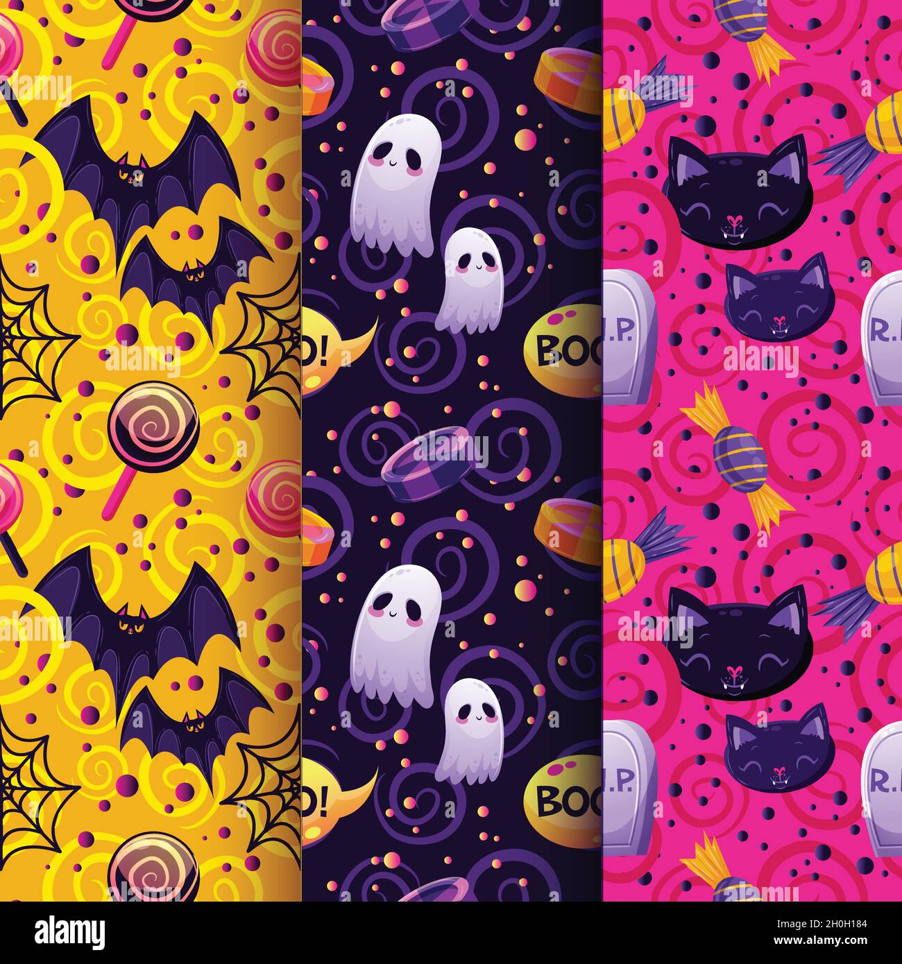 halloween seamless pattern with festive characters vector design illustration Stock Vector
