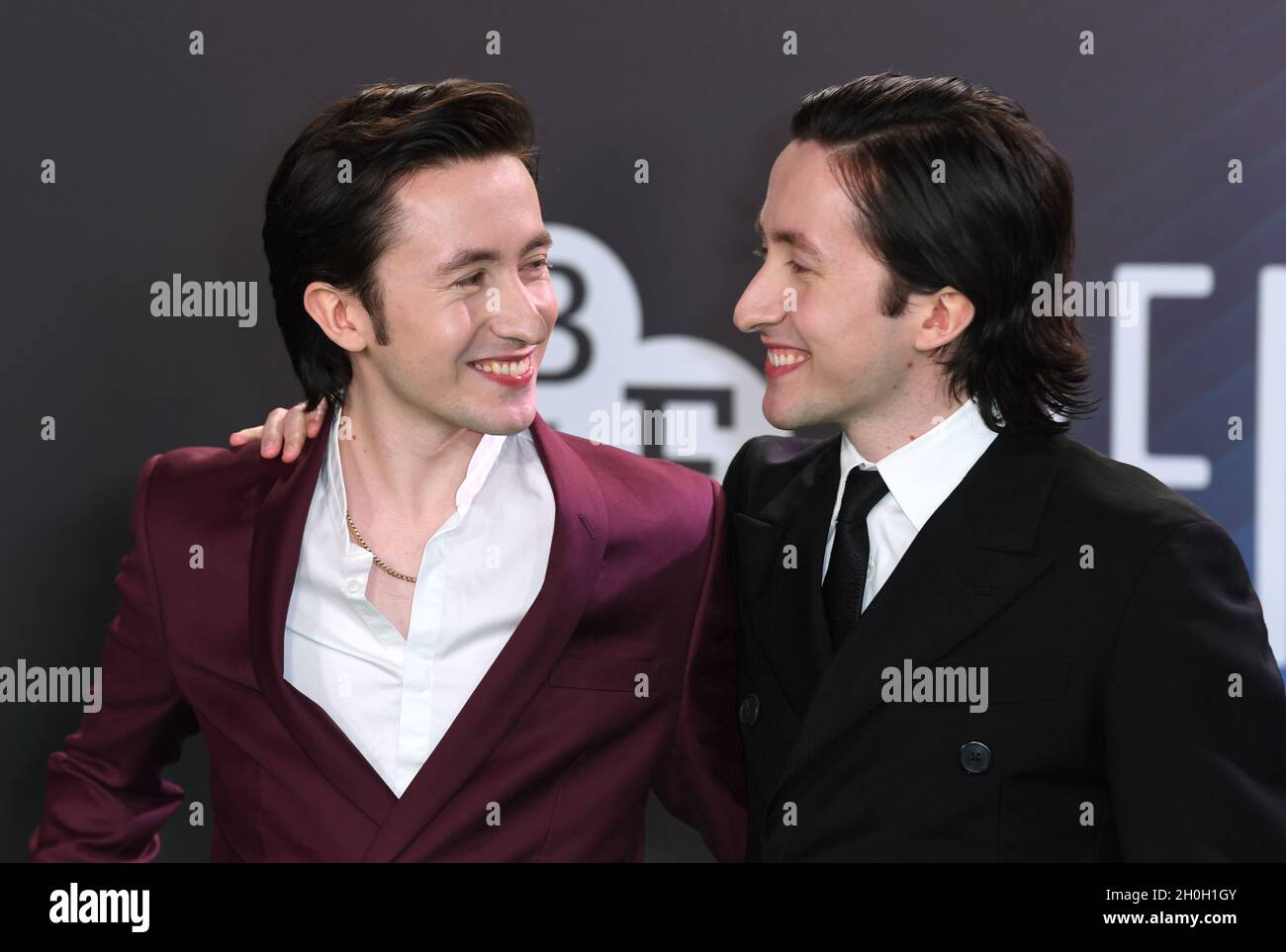 October 12th, 2021, London, UK. Christian Lees and Jonah Lees arriving at The Phantom of the Open premiere, part of the BFI London Film Festival, held at the Royal Festival Hall. Credit: Doug Peters/EMPICS/Alamy Live News Stock Photo