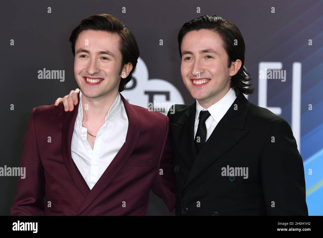 October 12th, 2021, London, UK. Christian Lees and Jonah Lees arriving at The Phantom of the Open premiere, part of the BFI London Film Festival, held at the Royal Festival Hall. Credit: Doug Peters/EMPICS/Alamy Live News Stock Photo
