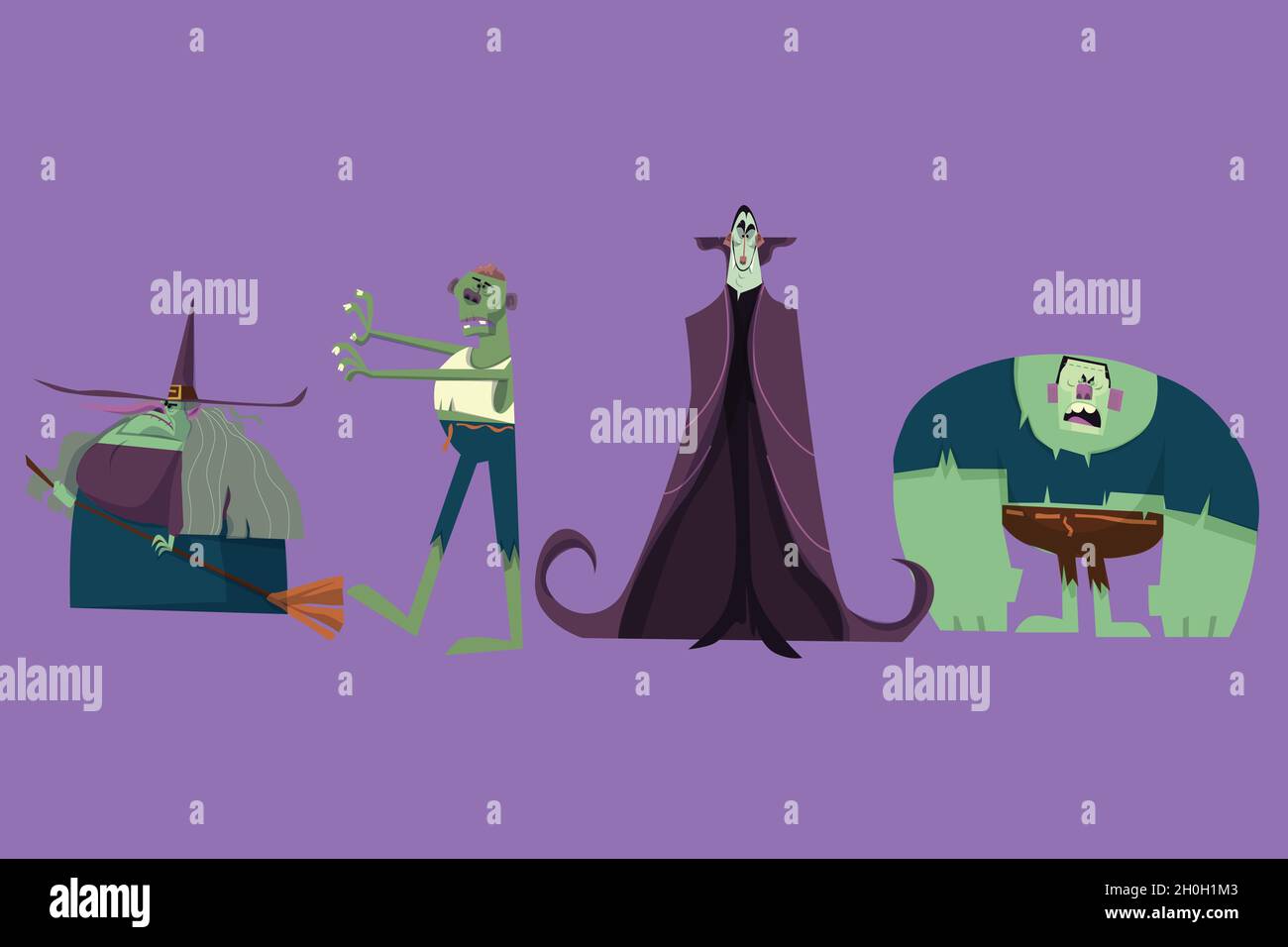 monsters halloween character collection vector design illustration Stock Vector