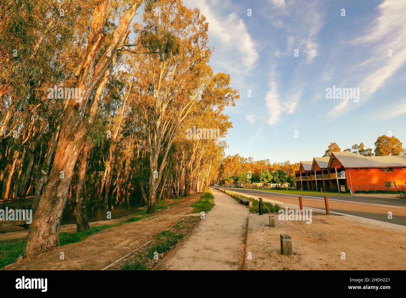 Walking track along Tramway Place at Koondrook, Victoria Australia