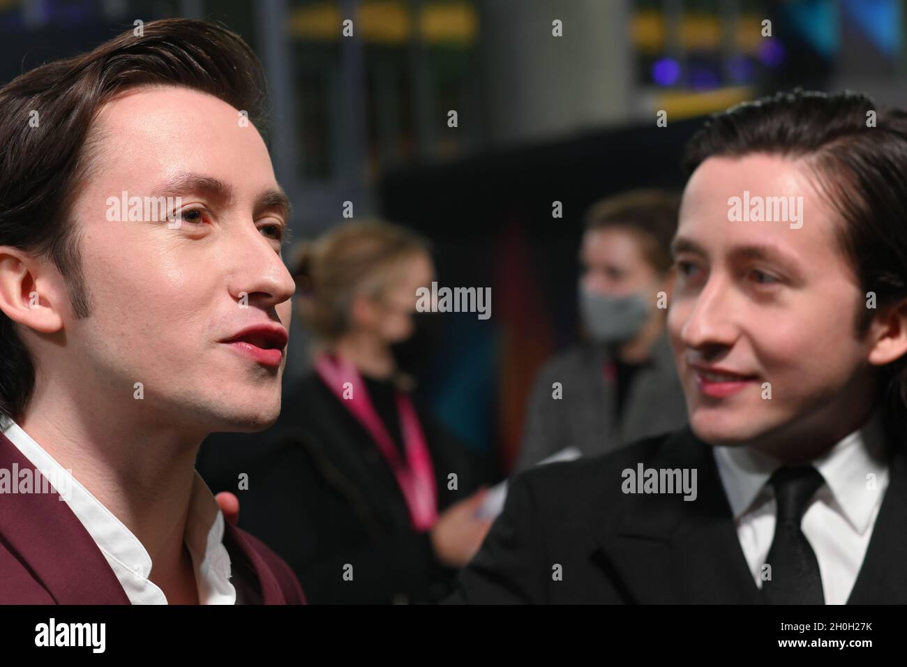 Christian Lees, Jonah Lees arrives at The Phantom of the Open at BFI London Film Festival 2021, 12 October 2021 Southbank Centre, Royal Festival Hall, London, UK. Stock Photo