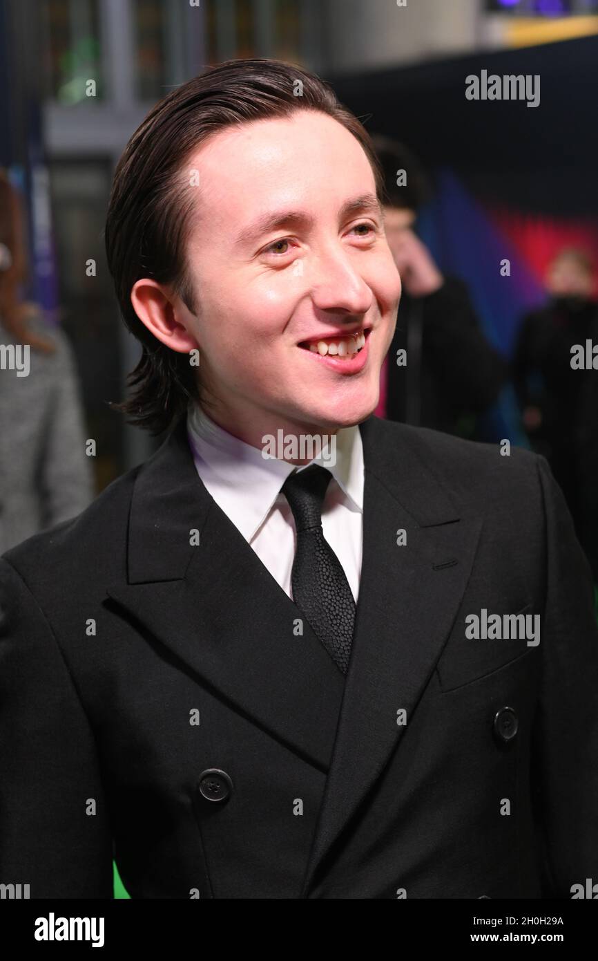 Jonah Lees arrives at The Phantom of the Open at BFI London Film Festival 2021, 12 October 2021 Southbank Centre, Royal Festival Hall, London, UK. Stock Photo