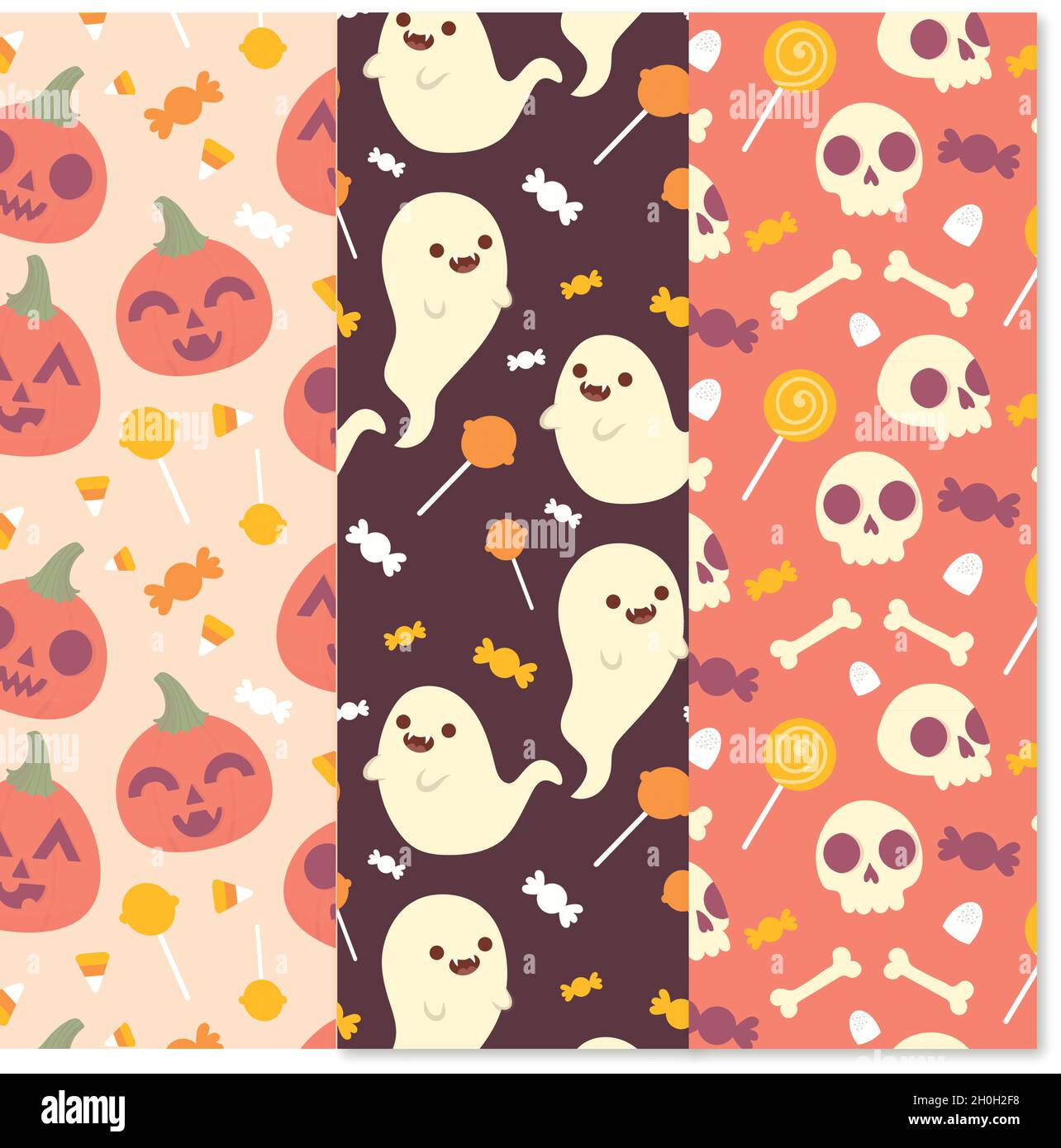 hand drawn halloween pattern collection vector design illustration ...