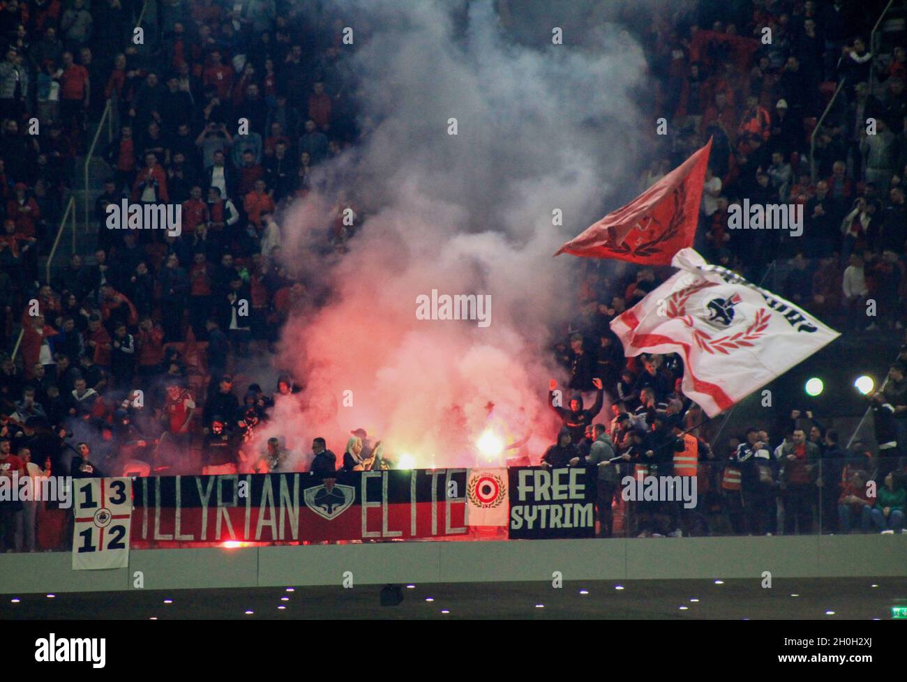 Albanian supporters during the 2022 FIFA World Cup qualifiers football