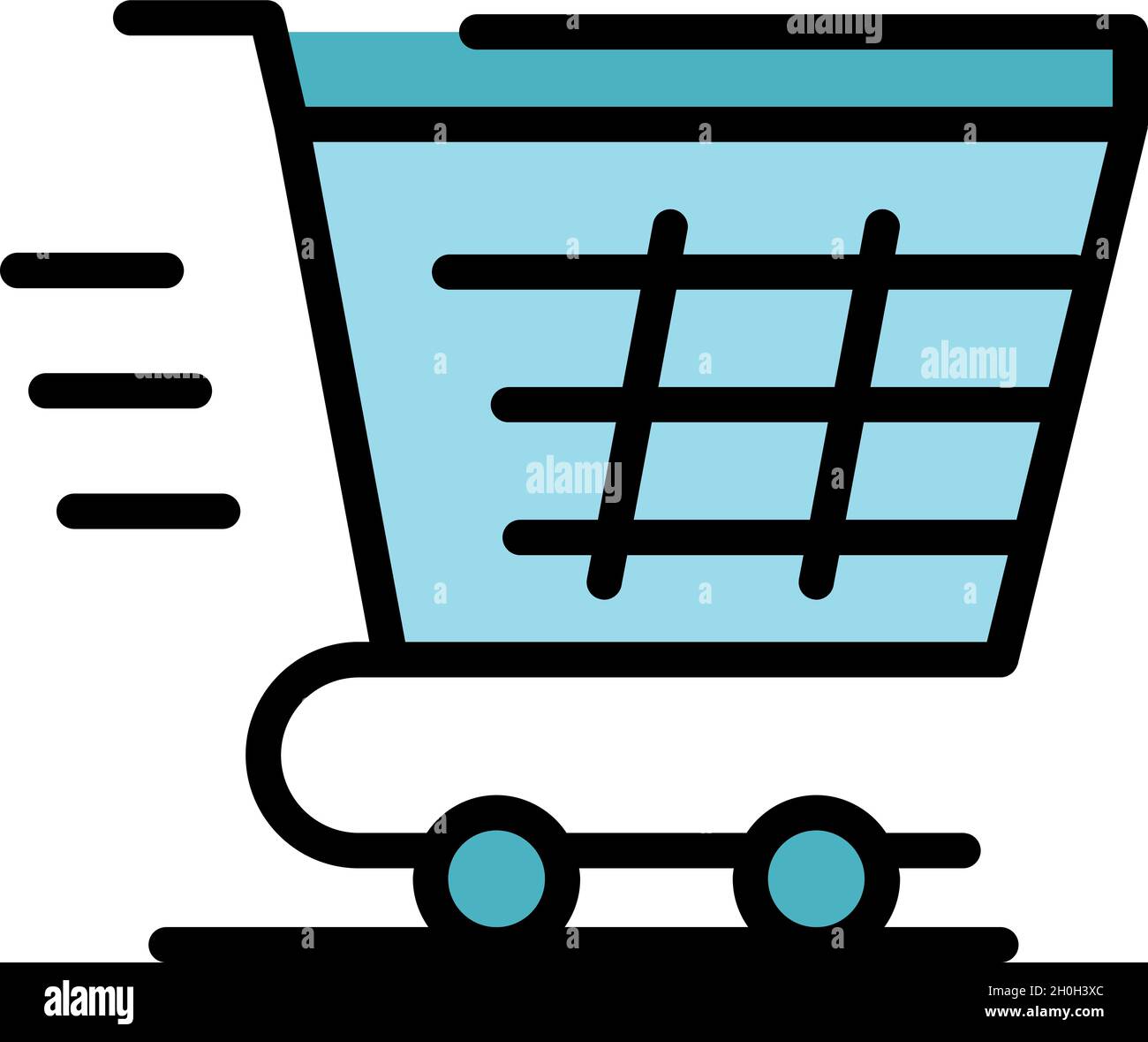 Fast shopping cart icon. Outline fast shopping cart vector icon color ...