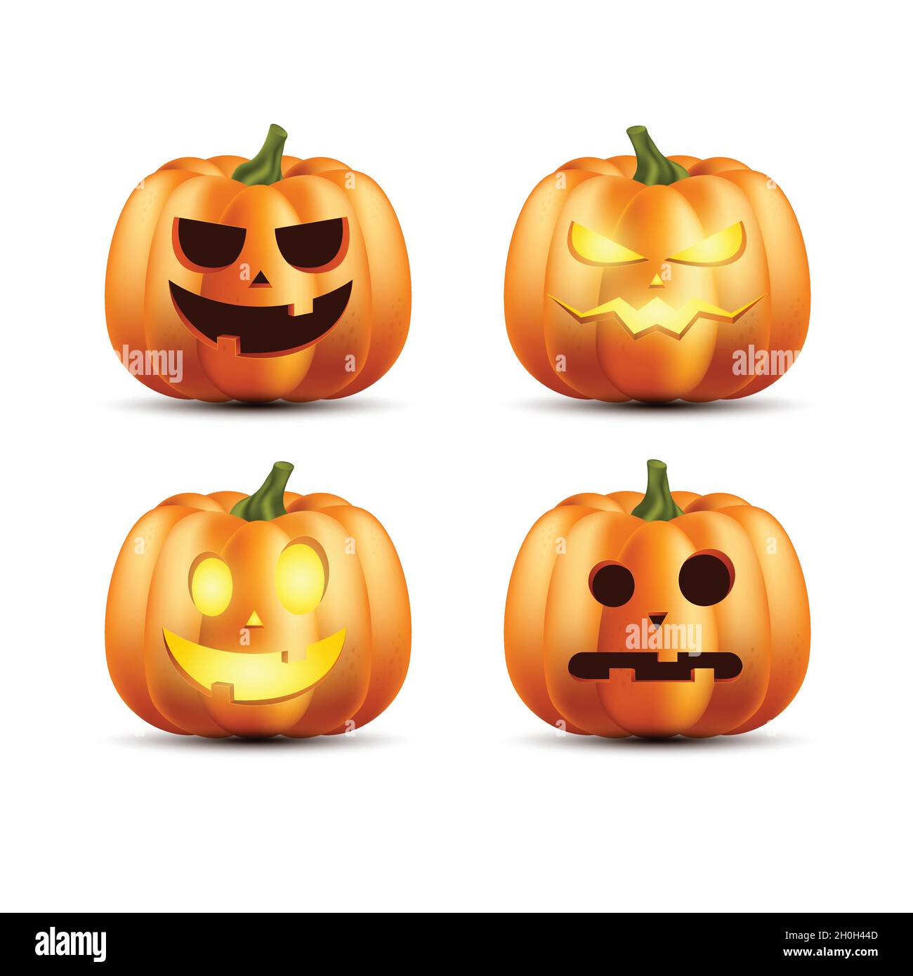 realistic halloween pumpkin collection vector design illustration Stock ...