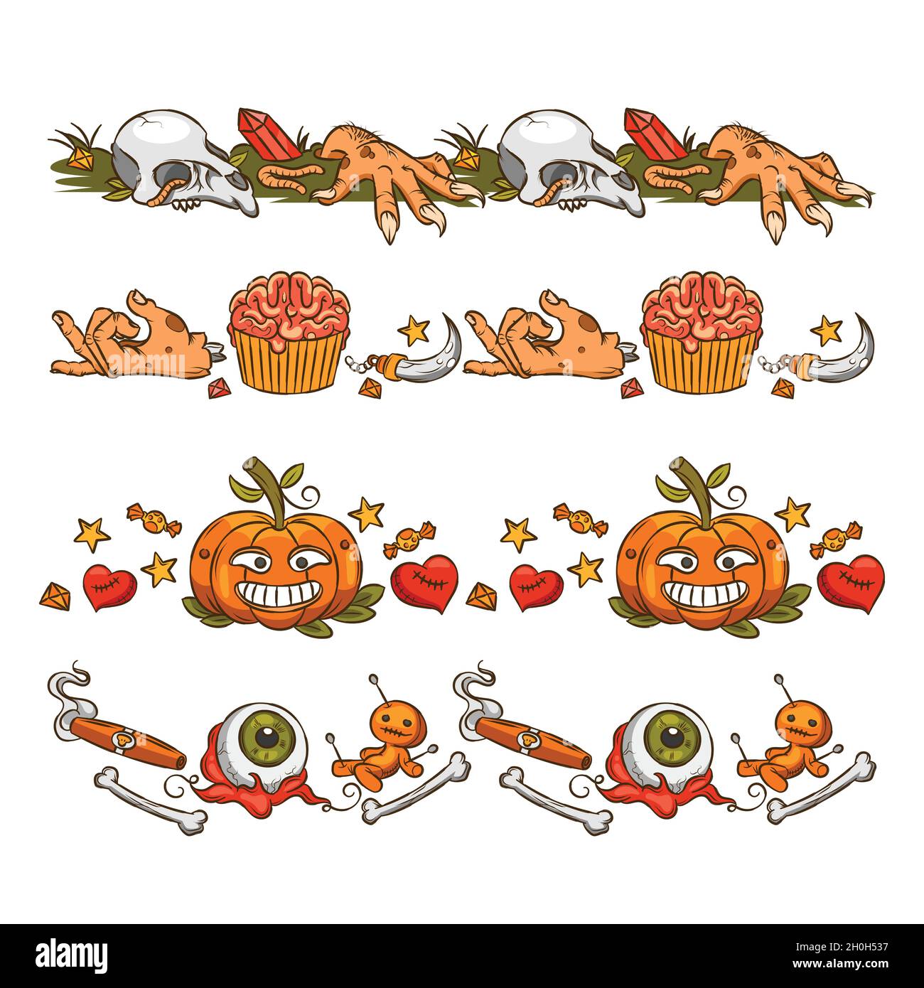 hand drawn halloween frame collection vector design illustration Stock Vector
