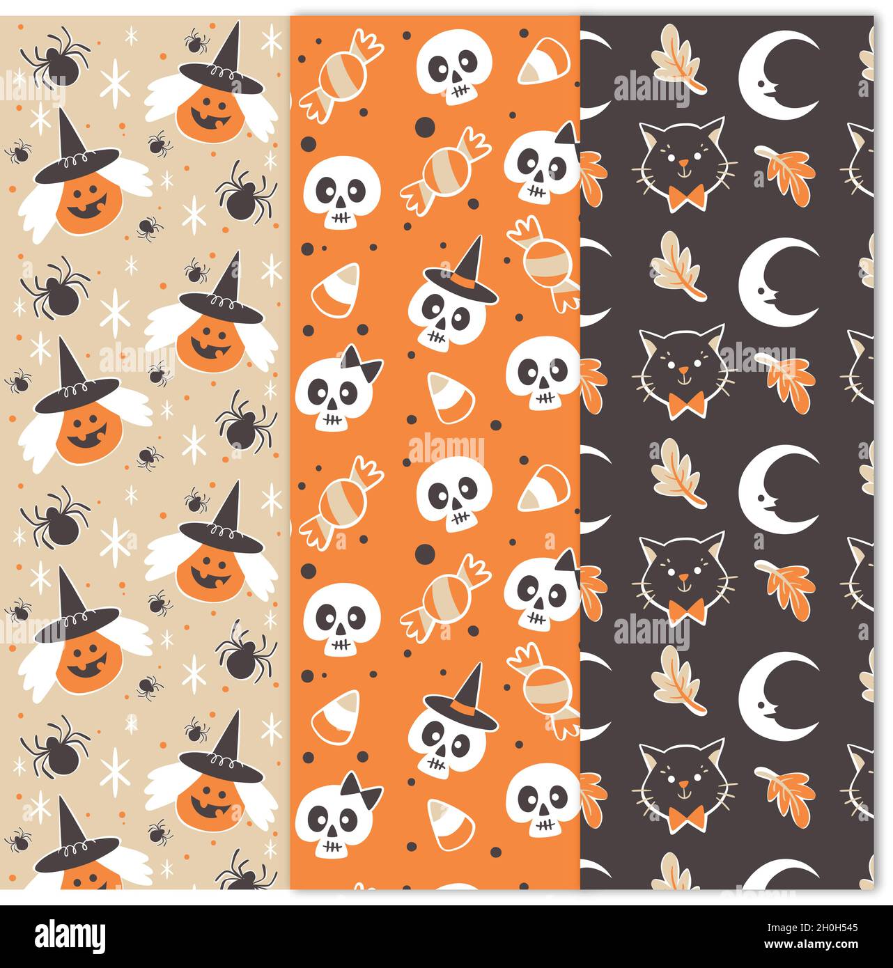 vintage halloween seamless pattern collection vector design ...