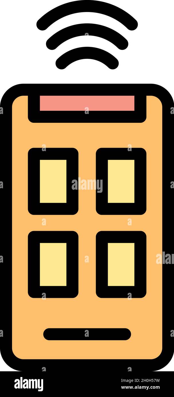 Smartphone remote control icon. Outline smartphone remote control vector icon color flat isolated Stock Vector