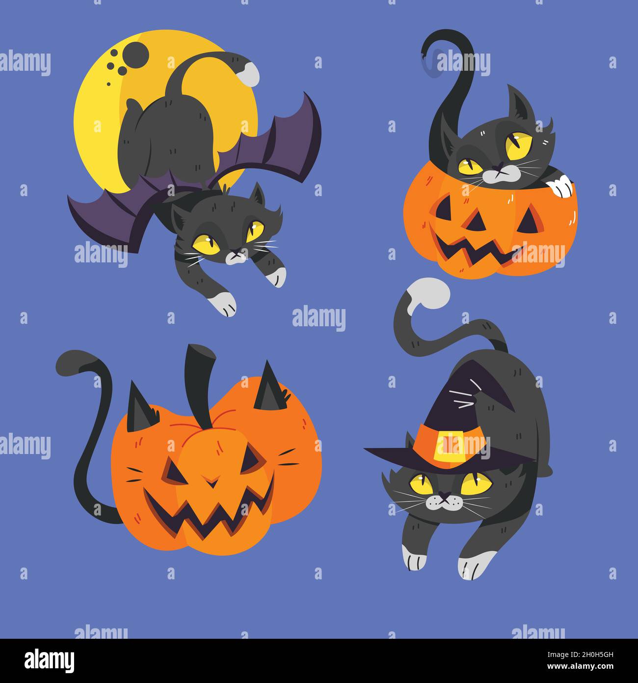 cute hand drawn halloween black cat vector design illustration Stock ...