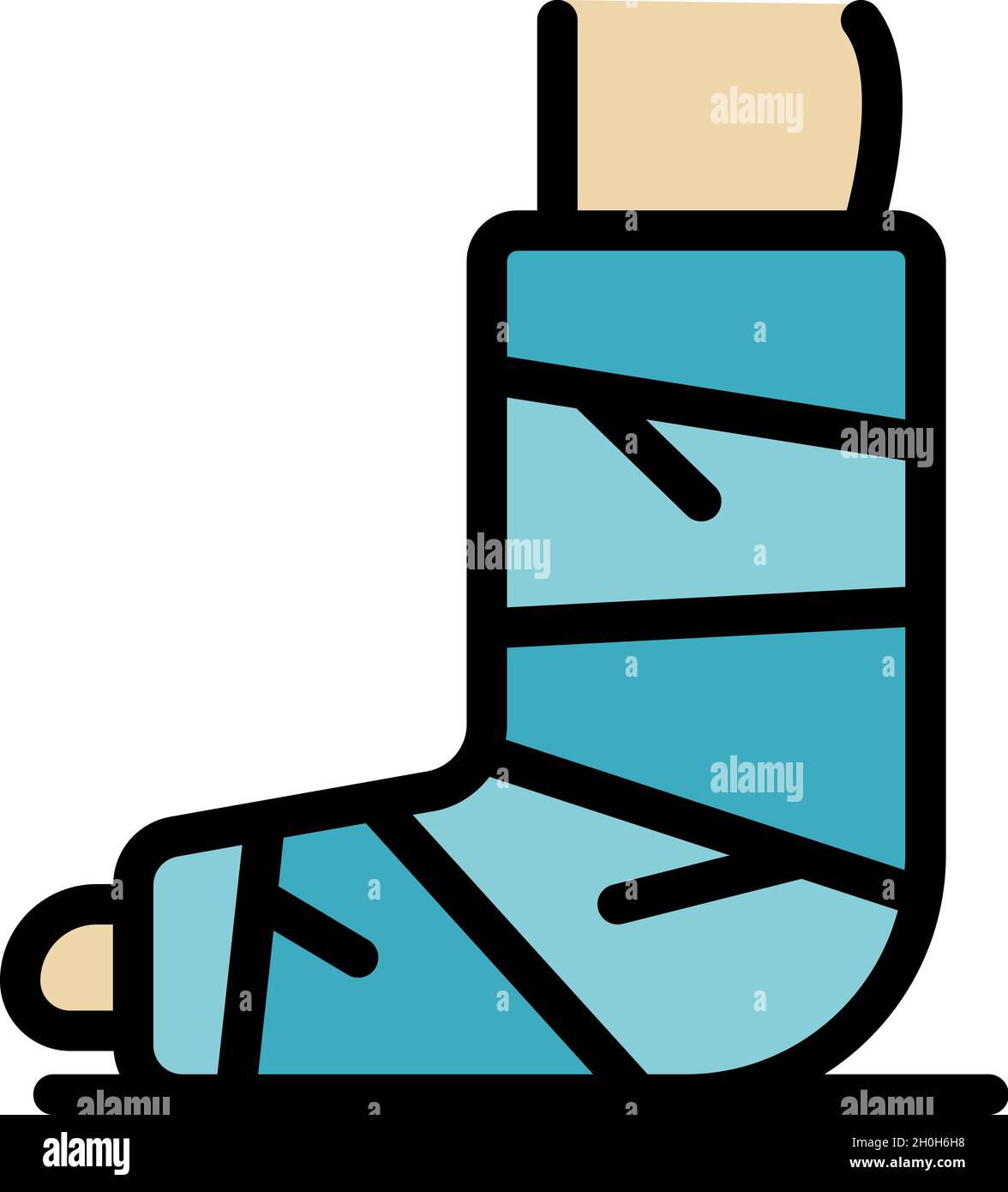 Sport plaster leg icon. Outline sport plaster leg vector icon color