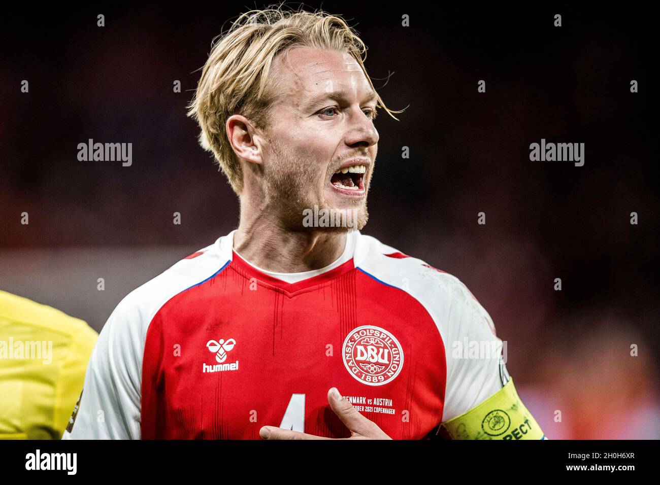 Copenhagen, Denmark. 12th Oct, 2021. Simon Kjaer (4) of Denmark seen ...