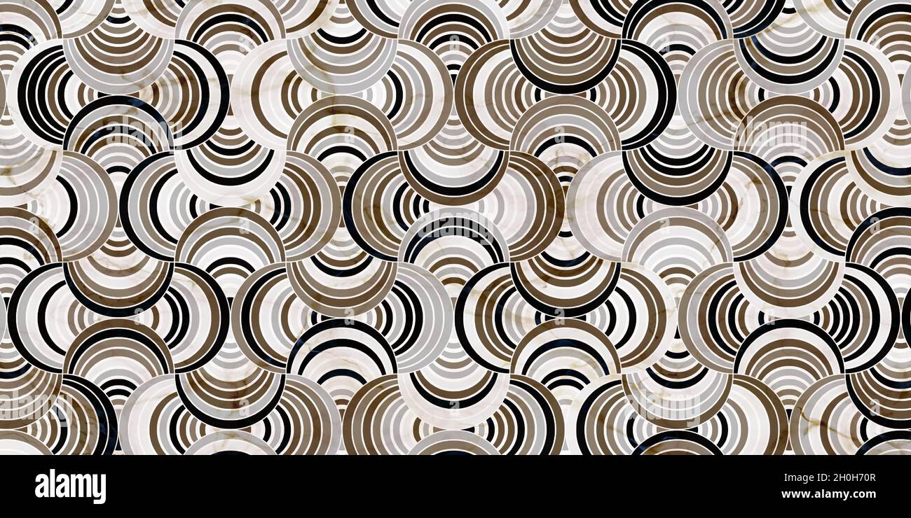 Abstract geometric pattern circle overlapping. Luxury gold and gray background with marble texture Stock Vector