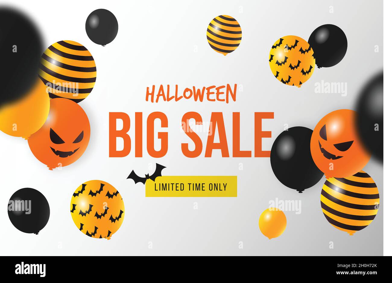 halloween sale background with balloons vector design illustration