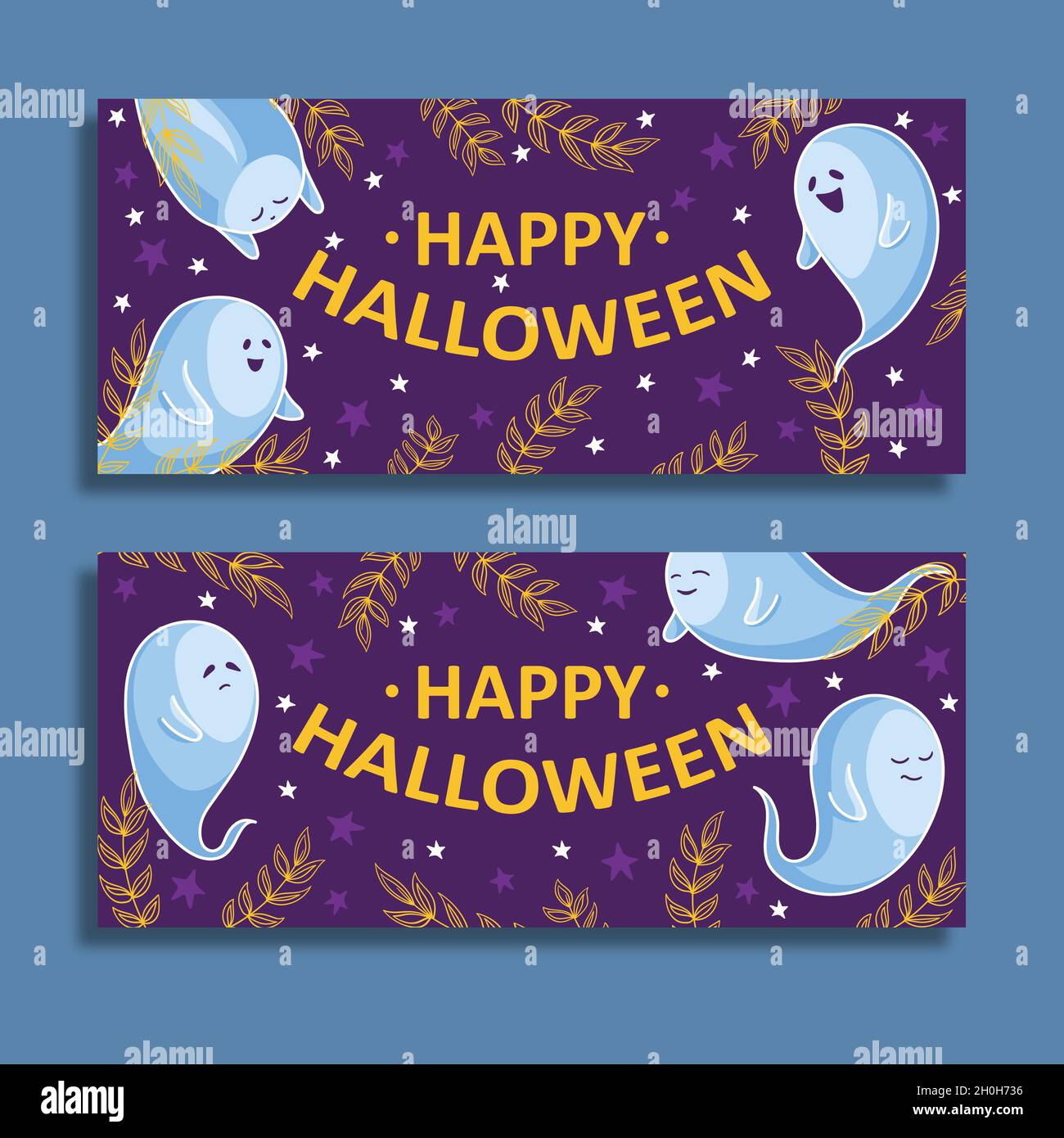 hand drawn halloween banners vector design illustration Stock Vector ...