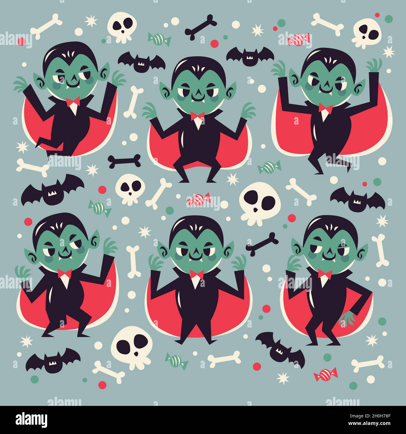 flat vampire character with cape collection vector design illustration ...
